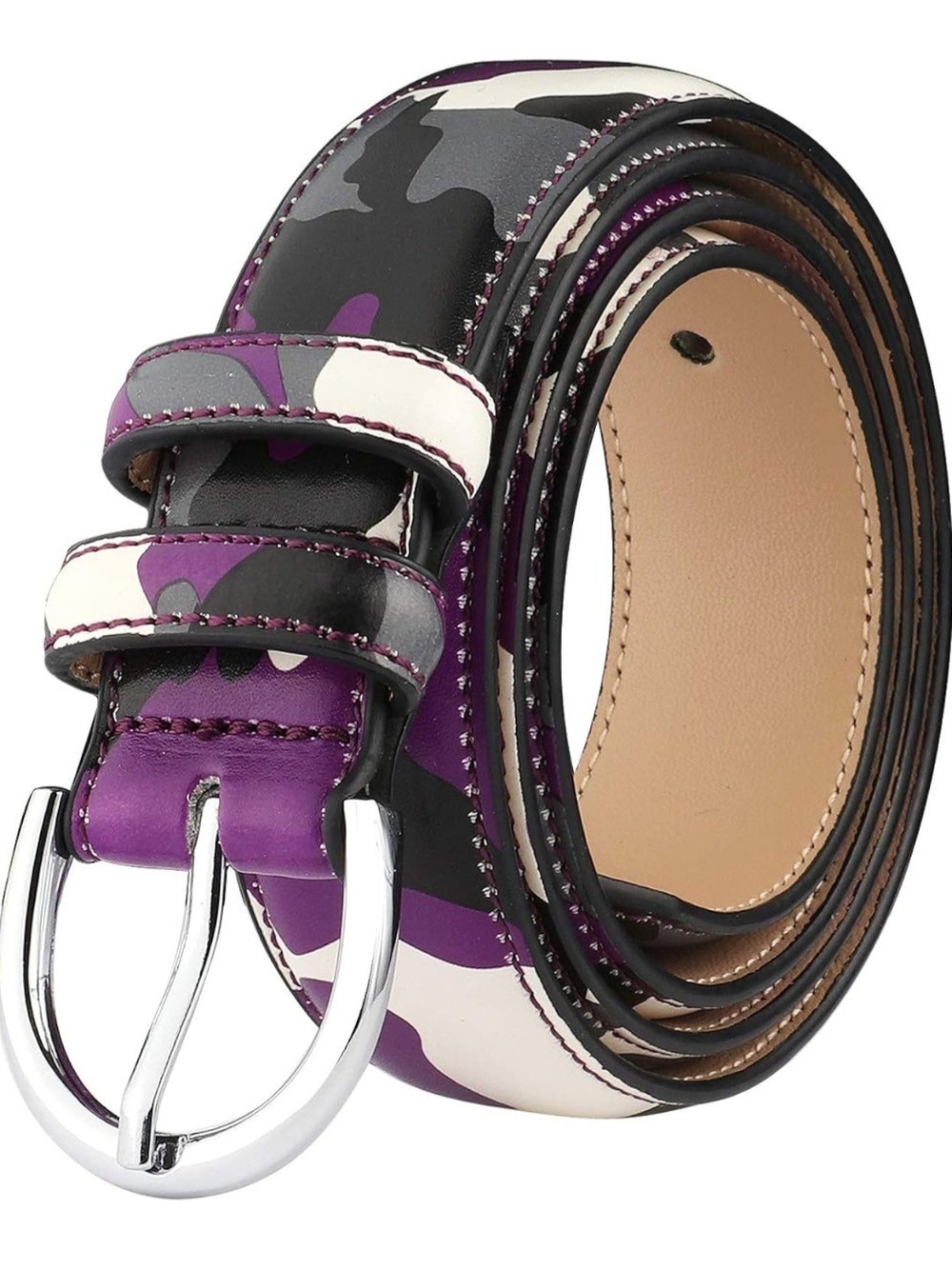 Purple Camo Leather Women's Belt